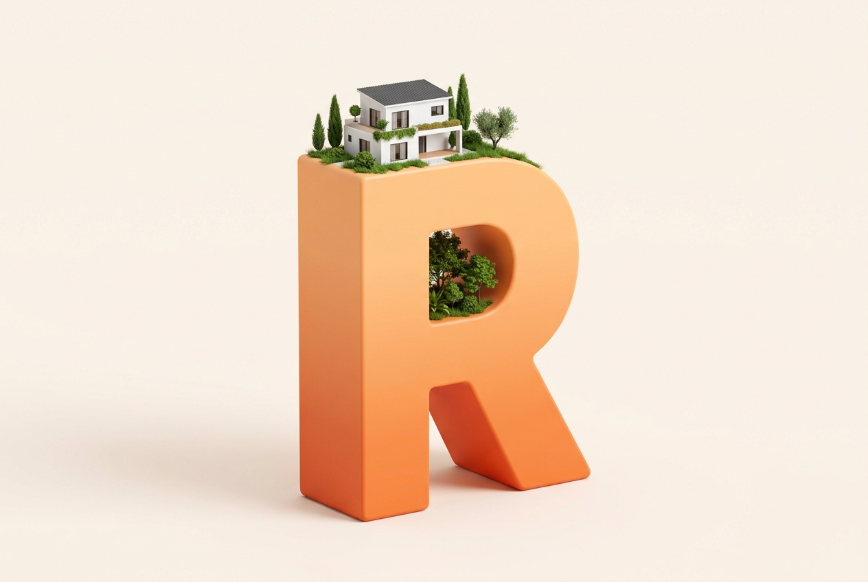 REALLIA – 3D písmeno R s domom